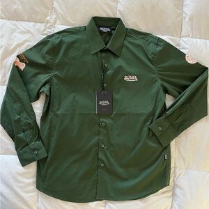 Von Dutch Green Men's Work Shirt Long Sleeve Button up. Medium NWT